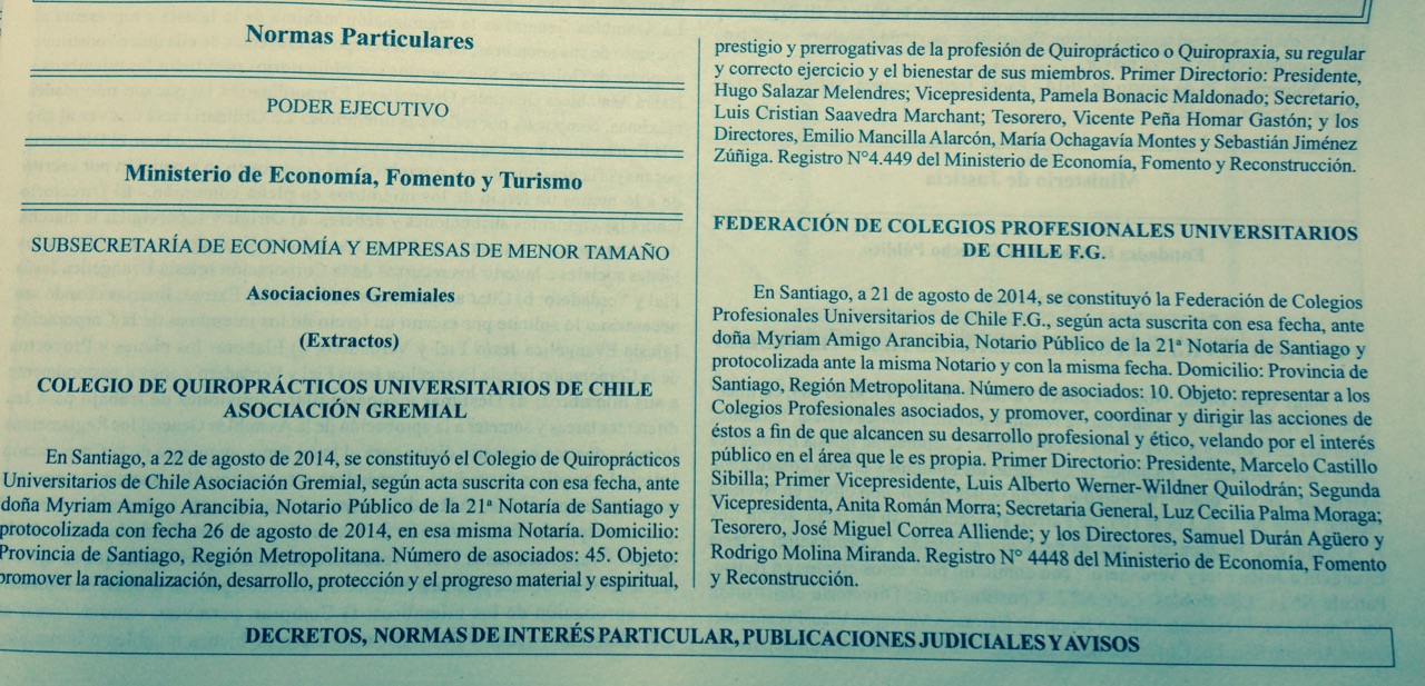 Publicación en el Diario Oficial